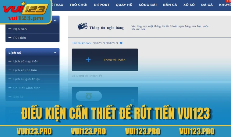 Điều kiện cần thiết để rút tiền VUI123